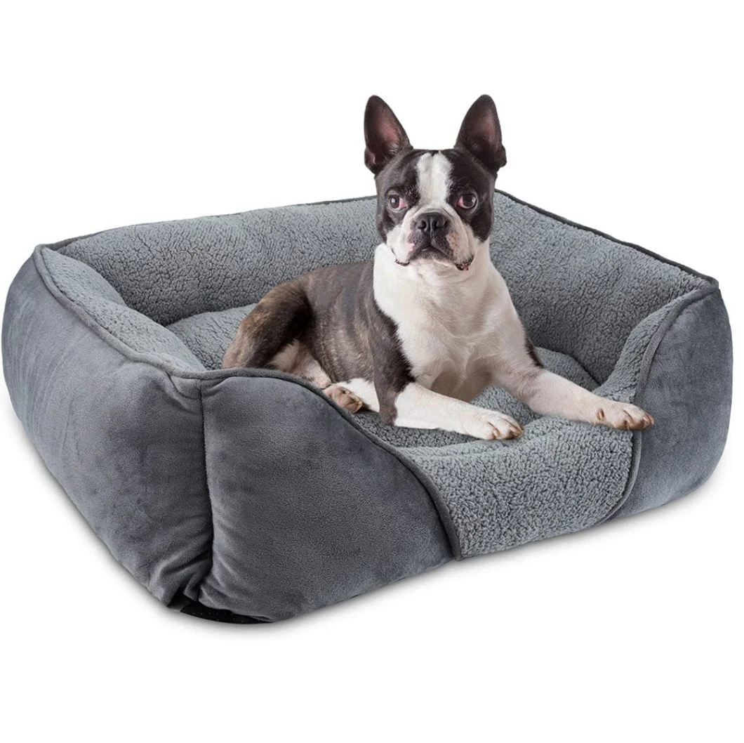 Machine Washable Rectangular Dog Bed Sedative Dog Sofa Soft Sleeping Puppy Bed with Non-Slip Bottom