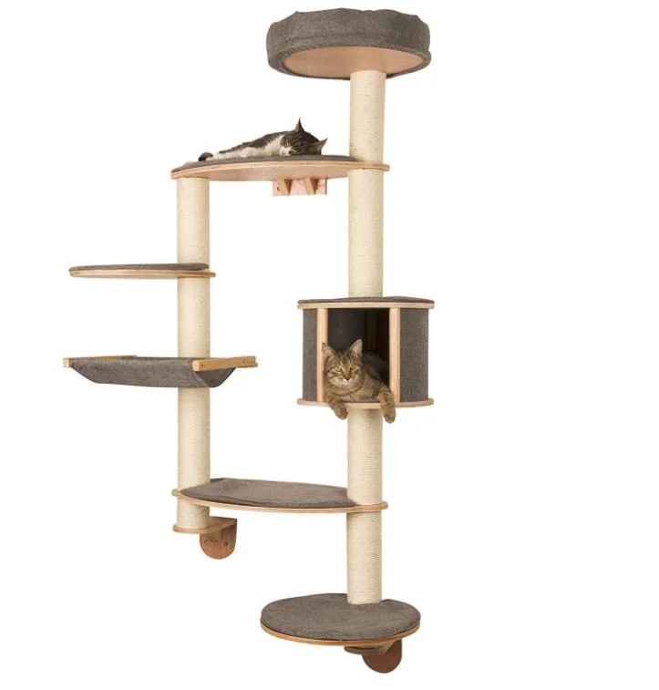 Three Layers Wood Sisal Cat Tree House Condo Tower