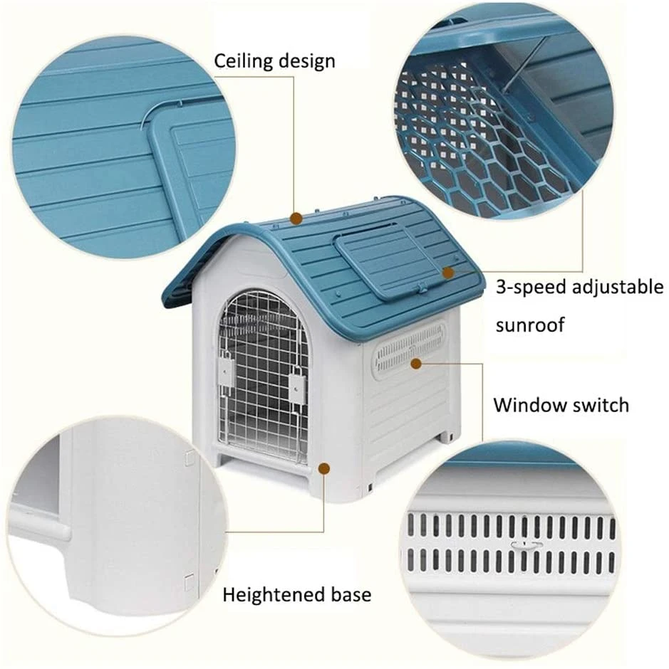 Durable Waterproof Plastic Puppy Shelter Kennel Indoor Outdoor Pet Dog House